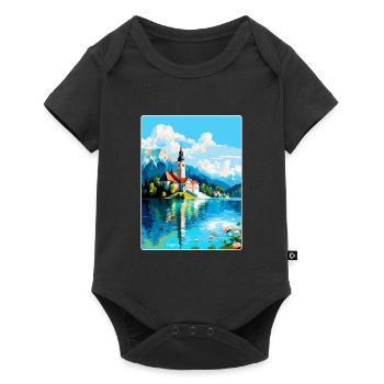 Bleder See Slowenien Vintage Reise Poster Souvenir - Baby Premium Kurzarmbody - Schwarz - Vorne