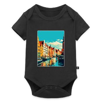 Danzig Polen Vintage Reiseposter WPA Souvenir - Baby Premium Kurzarmbody - Schwarz - Vorne