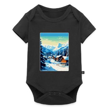 Gstaad Suisse Affiche de voyage vintage souvenir - Body à manches courtes Premium Bébé - noir - Devant