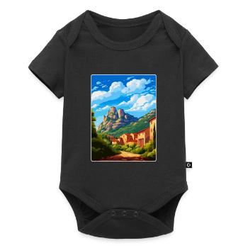 Montserrat Spain Vintage Travel Poster Souvenir - Baby Premium short-sleeve bodysuit - black - Front