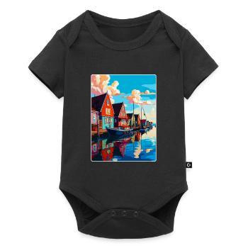 Volendam Netherlands Vintage Travel Poster WPA Art - Baby Premium short-sleeve bodysuit - black - Front