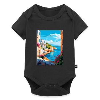 Rhodes Grèce Vintage Voyage Poster WPA Souvenir - Body à manches courtes Premium Bébé - noir - Devant