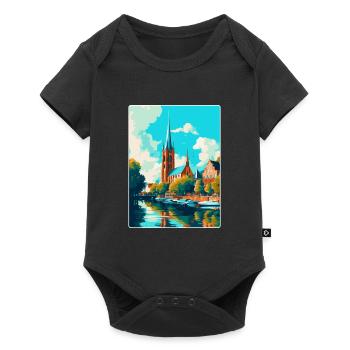 Affiche de voyage vintage de Lübeck Allemagne Souvenir WPA - Body à manches courtes Premium Bébé - noir - Devant