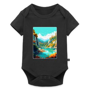 Peneda Geres Nationalpark Portugal Reiseplakat - Baby Premium Kurzarmbody - Schwarz - Vorne