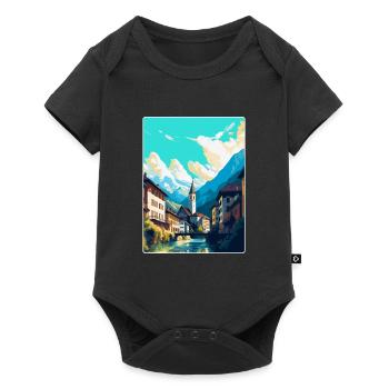 Chur Schweiz Vintage Reiseplakat Souvenir - Baby Premium Kurzarmbody - Schwarz - Vorne