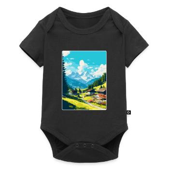 Gstaad Suisse Affiche de voyage vintage souvenir - Body à manches courtes Premium Bébé - noir - Devant