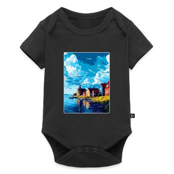 Trelleborg Schweden Vintage Reiseplakat Souvenir - Baby Premium Kurzarmbody - Schwarz - Vorne