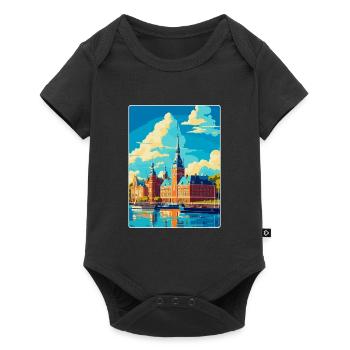 Helsingborg Sweden Vintage Travel Poster Souvenir - Baby Premium short-sleeve bodysuit - black - Front