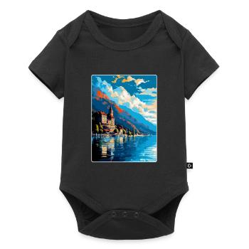 Montreux Switzerland Vintage Travel Poster WPA Art - Baby Premium short-sleeve bodysuit - black - Front
