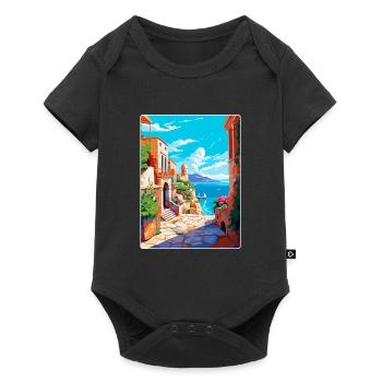 Rhodes Grèce Vintage Voyage Poster WPA Souvenir - Body à manches courtes Premium Bébé - noir - Devant