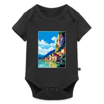 Souvenir de l’affiche de voyage vintage Durnstein Autriche - Body à manches courtes Premium Bébé - noir - Devant