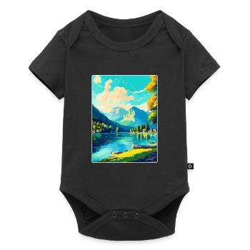 Wolfgangsee Autriche Affiche de voyage vintage souvenir - Body à manches courtes Premium Bébé - noir - Devant