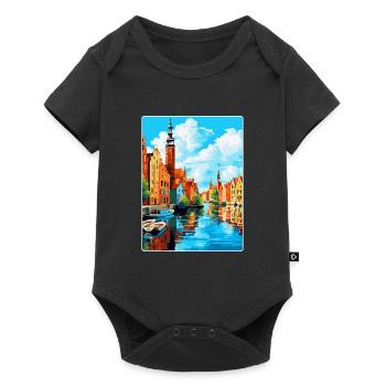 Danzig Polen Vintage Reiseposter WPA Souvenir - Baby Premium Kurzarmbody - Schwarz - Vorne