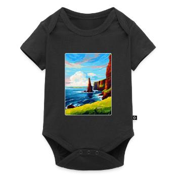 Duncansby Stacks Écosse Royaume-Uni Affiche de voyage vintage - Body à manches courtes Premium Bébé - noir - Devant
