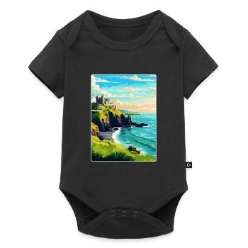 Château de Dunluce, Irlande, Royaume-Uni, Affiche de voyage vintage - Body à manches courtes Premium Bébé - noir - Devant