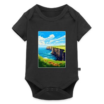 Bempton Cliffs Angleterre Royaume-Uni Affiche de voyage vintage - Body à manches courtes Premium Bébé - noir - Devant