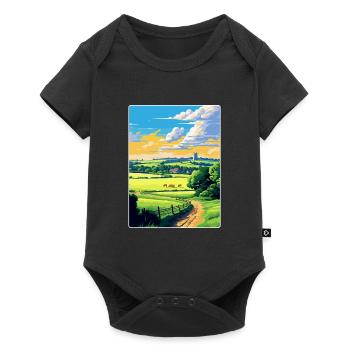 Cotswolds Angleterre Royaume-Uni Affiche de voyage vintage WPA Art - Body à manches courtes Premium Bébé - noir - Devant