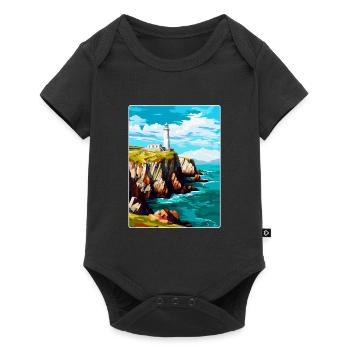 South Stack Cliffs Anglesey Affiche de voyage vintage - Body à manches courtes Premium Bébé - noir - Devant