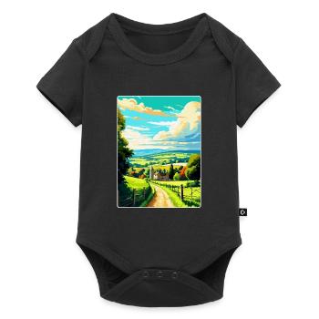 Cotswolds Angleterre Royaume-Uni Affiche de voyage vintage WPA Art - Body à manches courtes Premium Bébé - noir - Devant