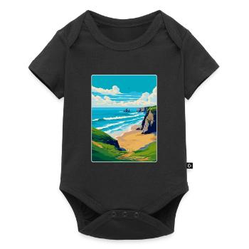 Bedruthan Steps Cornwall England Uk Travel Poster - Baby Premium short-sleeve bodysuit - black - Front