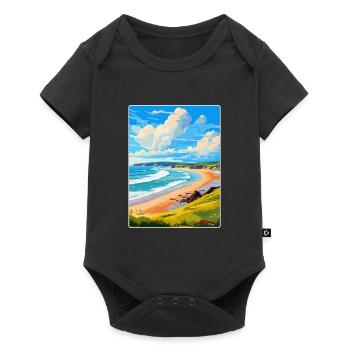 Woolacombe Devon Affiche de voyage vintage souvenir - Body à manches courtes Premium Bébé - noir - Devant