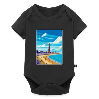 Blackpool Uk Vintage Reiseposter WPA Souvenir - Baby Premium Kurzarmbody - Schwarz - Vorne