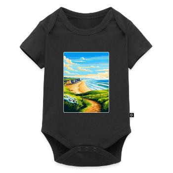 Rhossili Bay Swansea Travel Poster Souvenir WPA - Baby Premium short-sleeve bodysuit - black - Front