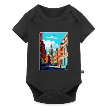 Leeds England Uk Vintage Travel Poster Souvenir - Baby Premium short-sleeve bodysuit - black - Front