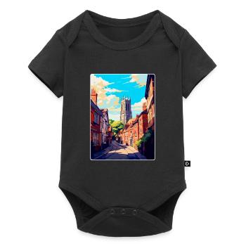 Ludlow England Uk Vintage Reiseposter Souvenir - Baby Premium Kurzarmbody - Schwarz - Vorne