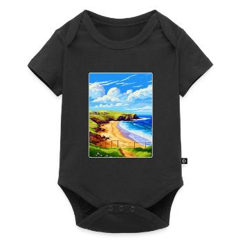 Holywell Bay, Cornwall, England, Vereinigtes Königreich, Reiseposter, WPA - Baby Premium Kurzarmbody - Schwarz - Vorne