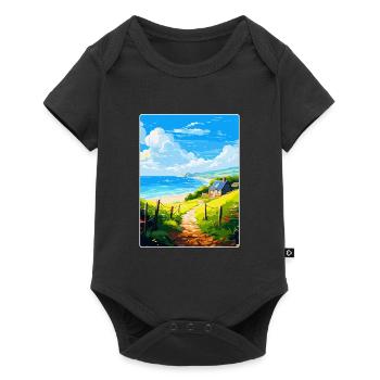 Lamorna, Cornwall, England, Vereinigtes Königreich, Reiseposter, Souvenir - Baby Premium Kurzarmbody - Schwarz - Vorne