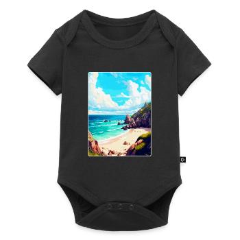 Porthcurno England Uk Travel Poster Souvenir WPA - Baby Premium short-sleeve bodysuit - black - Front