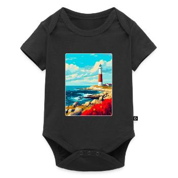 Portland Bill Angleterre Royaume-Uni Affiche de voyage Souvenir - Body à manches courtes Premium Bébé - noir - Devant