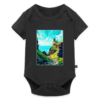 Château de Tintagel Angleterre Royaume-Uni Affiche de voyage souvenir - Body à manches courtes Premium Bébé - noir - Devant
