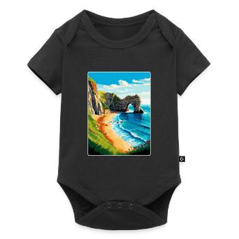 Durdle Door Angleterre Royaume-Uni Affiche de voyage Souvenir WPA - Body à manches courtes Premium Bébé - noir - Devant