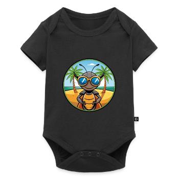 Fourmi Drôle Dessin Animé Plage D’été Lunettes De Soleil Autocollant - Body à manches courtes Premium Bébé - noir - Devant
