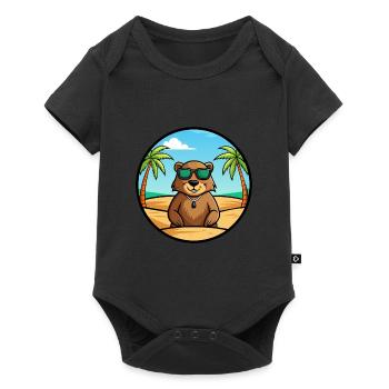 Groundhog Funny Cartoon Summer Beach Sunglasses - Baby Premium short-sleeve bodysuit - black - Front