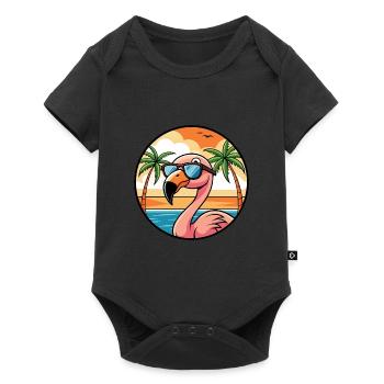 Flamingo Funny Cartoon Lunettes de soleil de plage d’été - Body à manches courtes Premium Bébé - noir - Devant