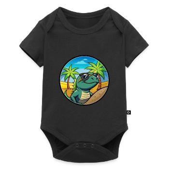 Lézard Drôle Dessin Animé Plage D’été Lunettes De Soleil Cool - Body à manches courtes Premium Bébé - noir - Devant