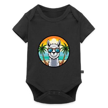 Llama Funny Cartoon Summer Beach Sunglasses Cool - Baby Premium short-sleeve bodysuit - black - Front
