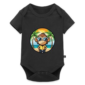Affe Lustige Cartoon Sommer Strand Sonnenbrille Cool - Baby Premium Kurzarmbody - Schwarz - Vorne