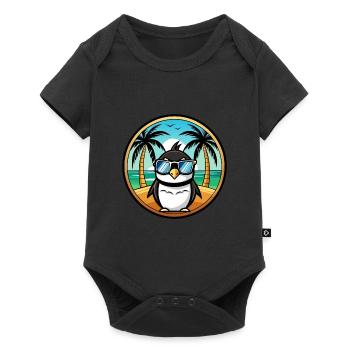 Penguin Funny Cartoon Summer Beach Sunglasses Cool - Baby Premium short-sleeve bodysuit - black - Front
