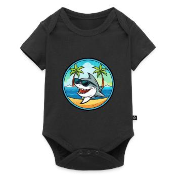 Requin Drôle Dessin Animé Plage D’été Lunettes De Soleil Cool - Body à manches courtes Premium Bébé - noir - Devant