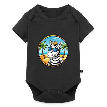 Zebra Funny Cartoon Summer Beach Sunglasses Cool - Baby Premium short-sleeve bodysuit - black - Front