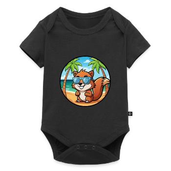 Squirrel Funny Cartoon Summer Beach Sunglasses - Baby Premium short-sleeve bodysuit - black - Front