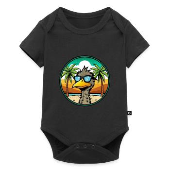 Emu Lustige Cartoon Sommer Strand Sonnenbrille Aufkleber - Baby Premium Kurzarmbody - Schwarz - Vorne