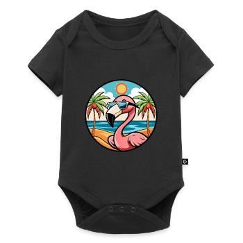 Flamingo Funny Cartoon Lunettes de soleil de plage d’été - Body à manches courtes Premium Bébé - noir - Devant