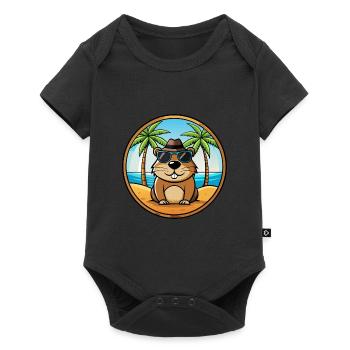 Groundhog Funny Cartoon Summer Beach Sunglasses - Baby Premium short-sleeve bodysuit - black - Front