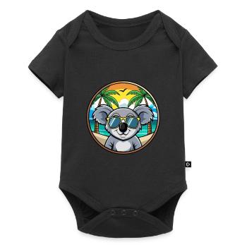 Koala Lustige Cartoon Sommer Strand Sonnenbrille Cool - Baby Premium Kurzarmbody - Schwarz - Vorne