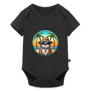 Sloth Funny Cartoon Summer Beach Sunglasses Cool - Baby Premium short-sleeve bodysuit - black - Front